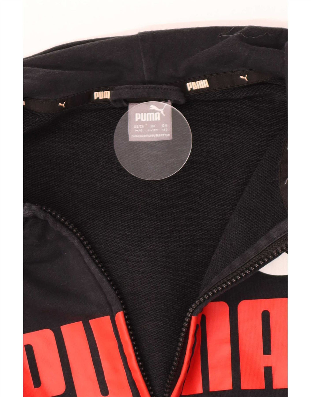 Felpa con cappuccio e zip grafica da ragazzo Puma 11-12 anni nera