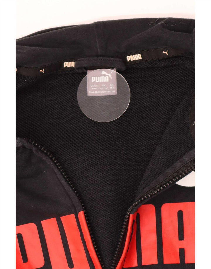 Felpa con cappuccio e zip grafica da ragazzo Puma 11-12 anni nera