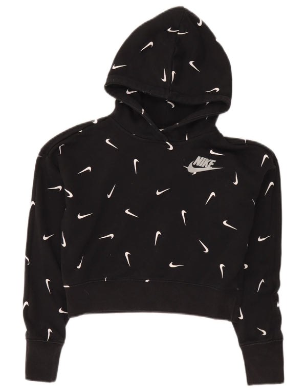 Felpa con cappuccio Nike Crop Graphic Standard Fit per ragazze 12-13 anni Large Nera