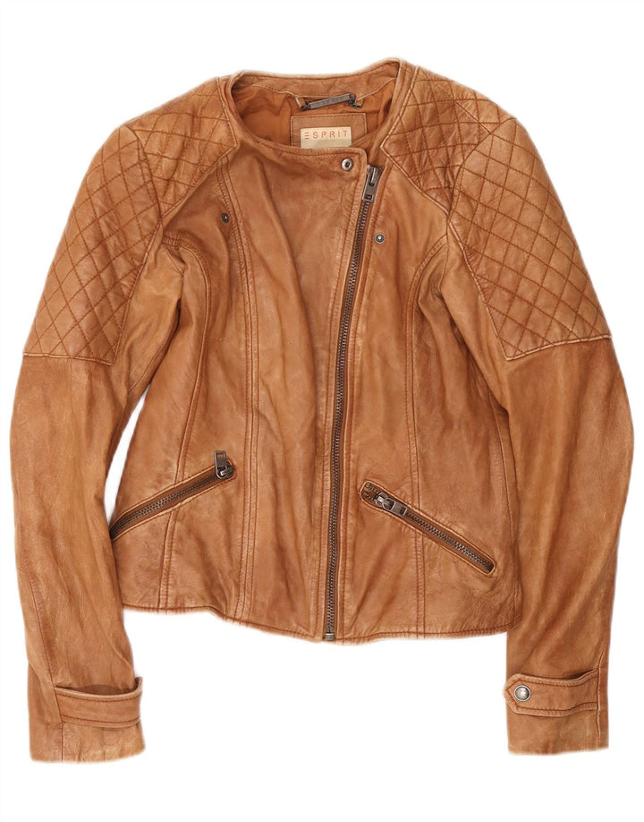 Giacca in pelle da donna Esprit UK 10 piccola in pelle marrone