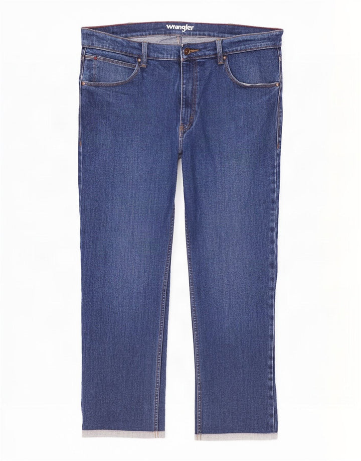 Jeans dritti regolari autentici da uomo Wrangler W38 L30 cotone blu