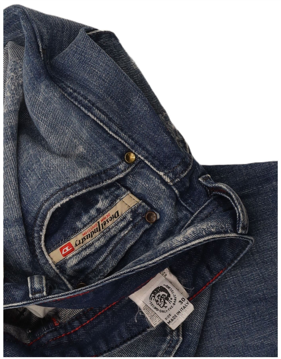 DIESEL Jeans dritti invecchiati da uomo W30 L31 cotone blu