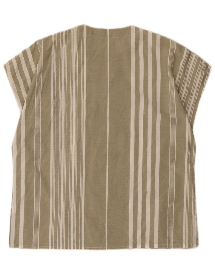 Camicetta da donna vintage Top EU 40 cotone a righe kaki medio