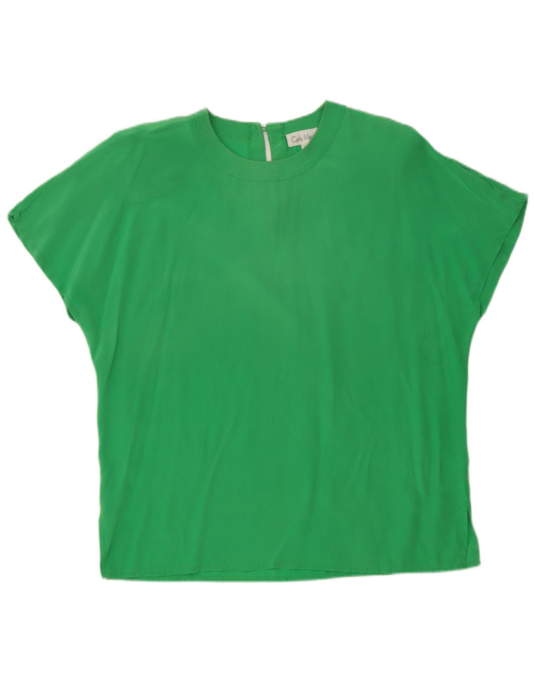 Top camicetta da donna vintage UK 16 grande seta verde