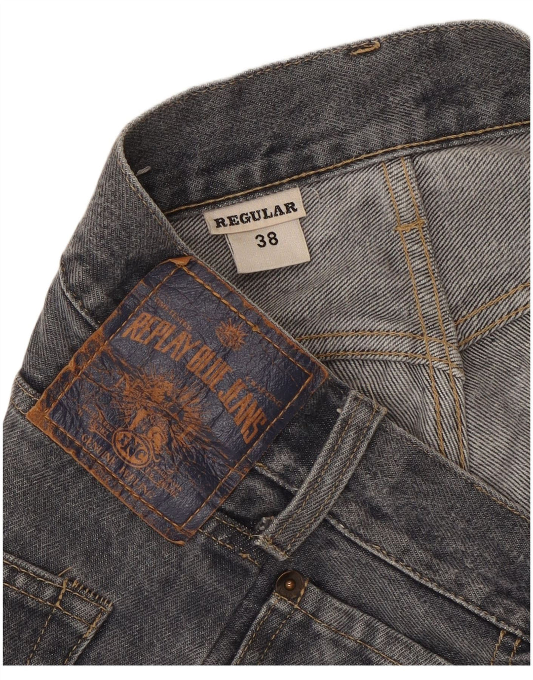 REPLAY Jeans dritti regolari da donna a vita alta EU 38 medio W30 L32 blu