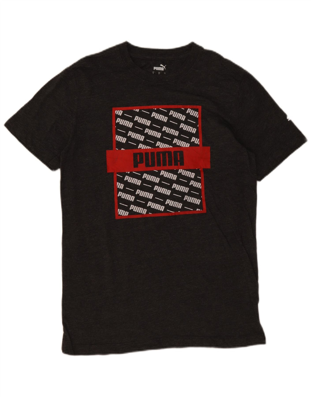 T-shirt grafica da uomo Puma Top Small in cotone grigio