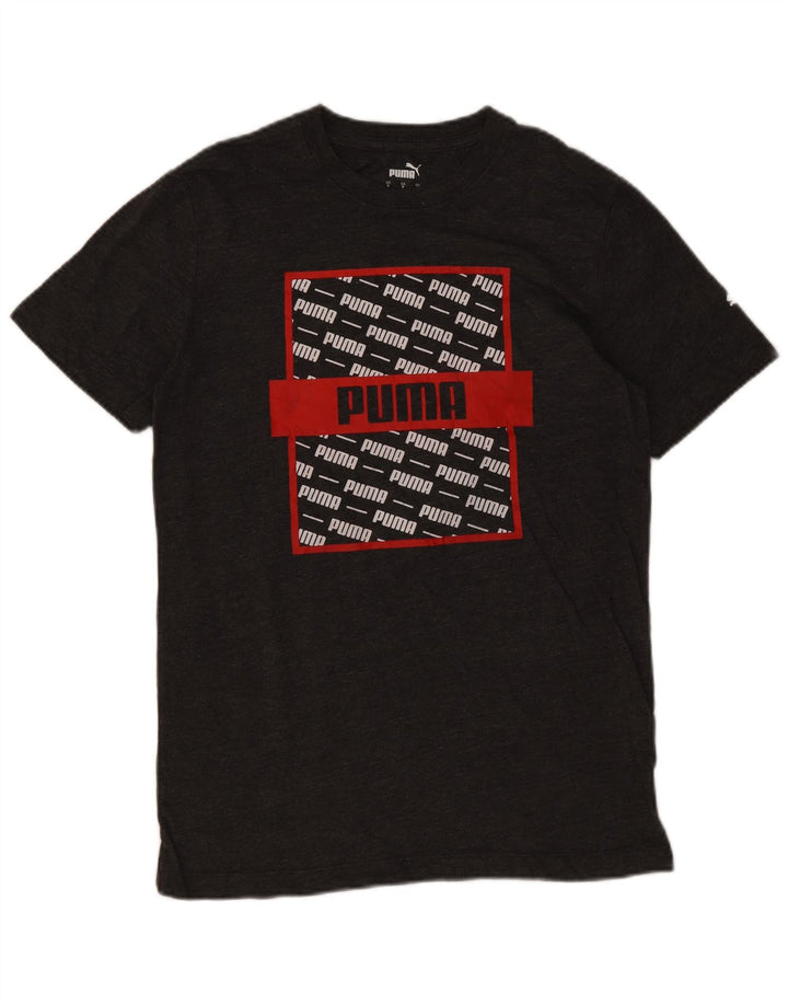 T-shirt grafica da uomo Puma Top Small in cotone grigio