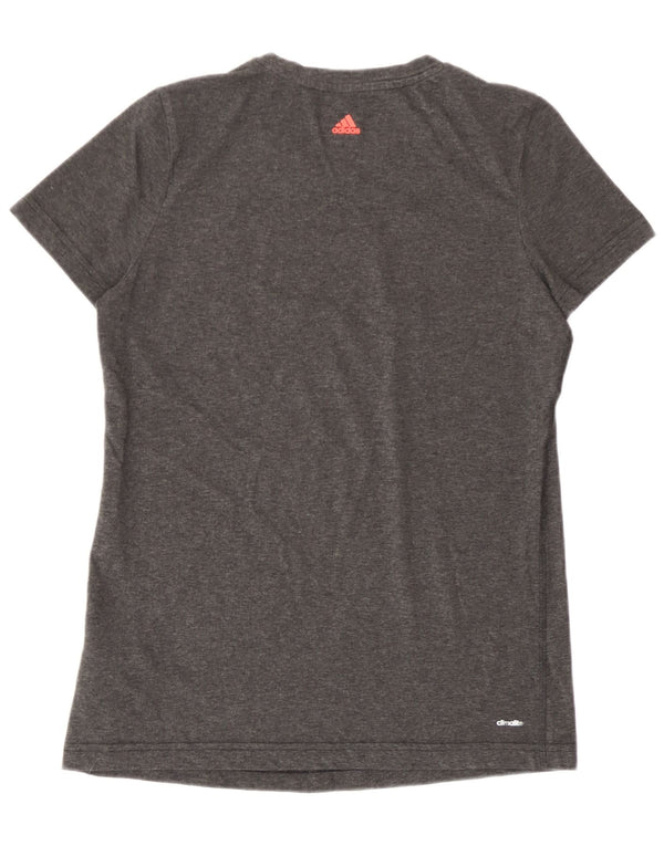 T-shirt grafica Adidas Climalite da donna UK 16/18 grande cotone grigio
