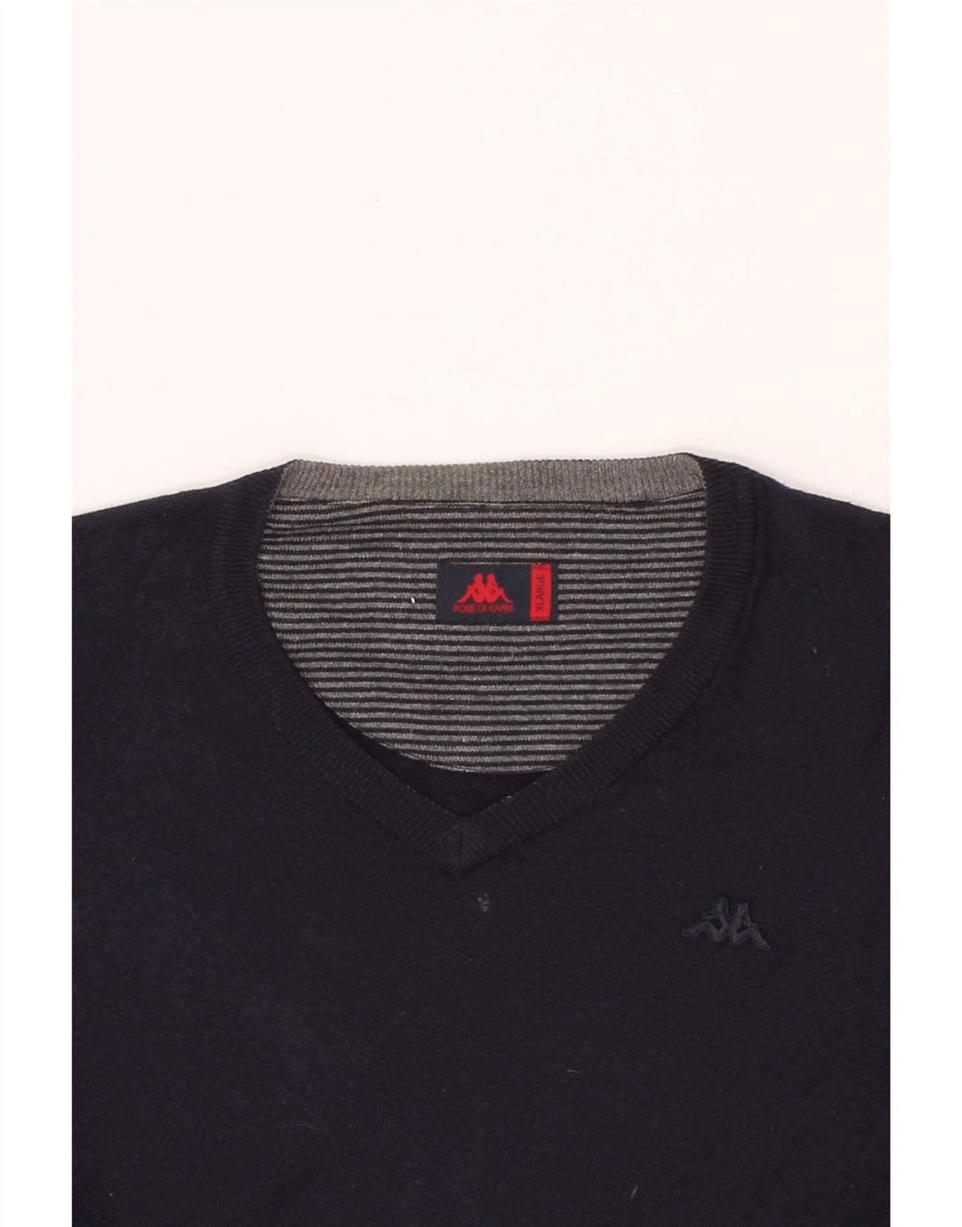 KAPPA Mens V-Neck Jumper Sweater XL Navy Blue Cotton Vintage Kappa and Second-Hand Kappa from Messina Hembry 