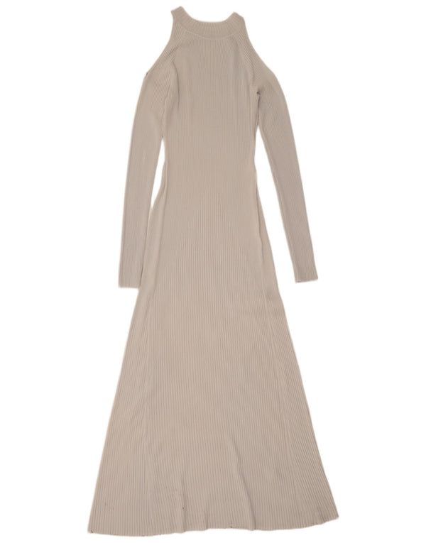 Vestito lungo Zara da donna a maniche lunghe con spalle scoperte UK 12 Viscosa grigio medio