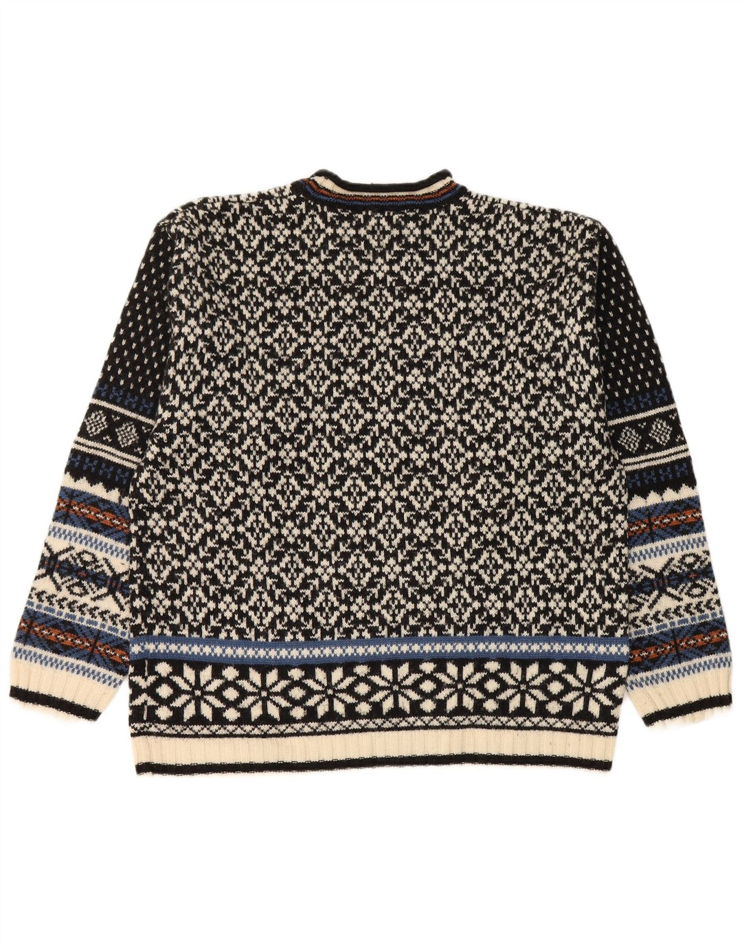 Maglione maglione girocollo da uomo Lerros, lana Fair Isle nera media