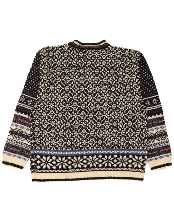 Maglione maglione girocollo da uomo Lerros, lana Fair Isle nera media