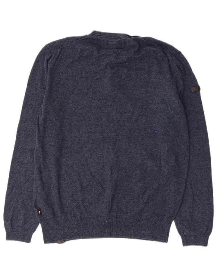 Superdry Maglione da uomo con bottoni e collo XL in cotone blu