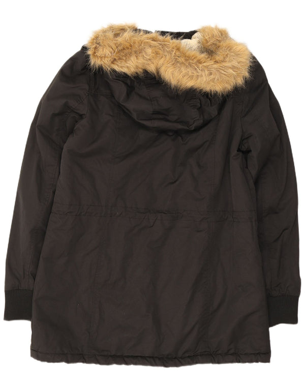 Levi's Giacca militare Sherpa Parka da donna con cappuccio UK 14 Cotone nero medio