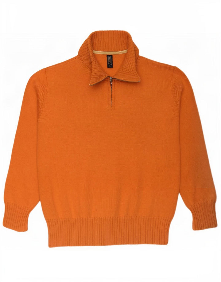 Jeckerson Maglione da uomo con zip grafica e collo in lana arancione medio