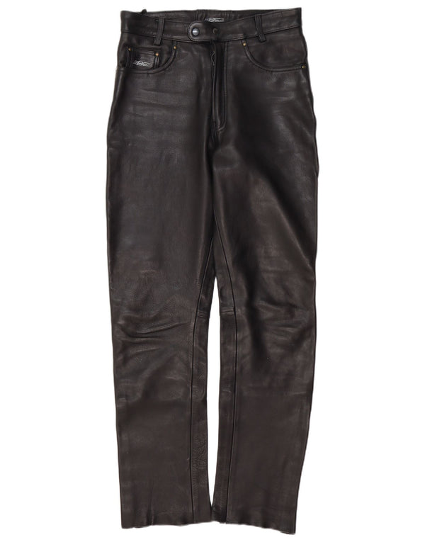 Pantaloni dritti in pelle vintage da uomo W31 L31 neri