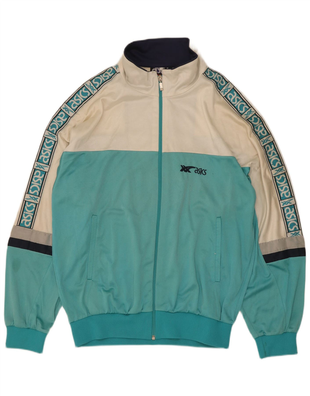 Giacca sportiva da uomo con grafica Asics, giacca grande color turchese