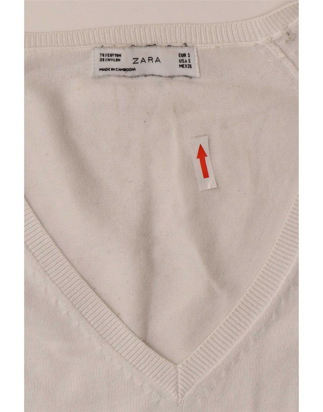 Maglione con scollo a V da donna Zara UK 10 piccolo bianco
