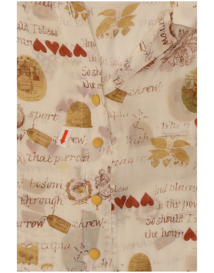 Camicetta a maniche corte con grafica vintage da donna UK 12 bianca media