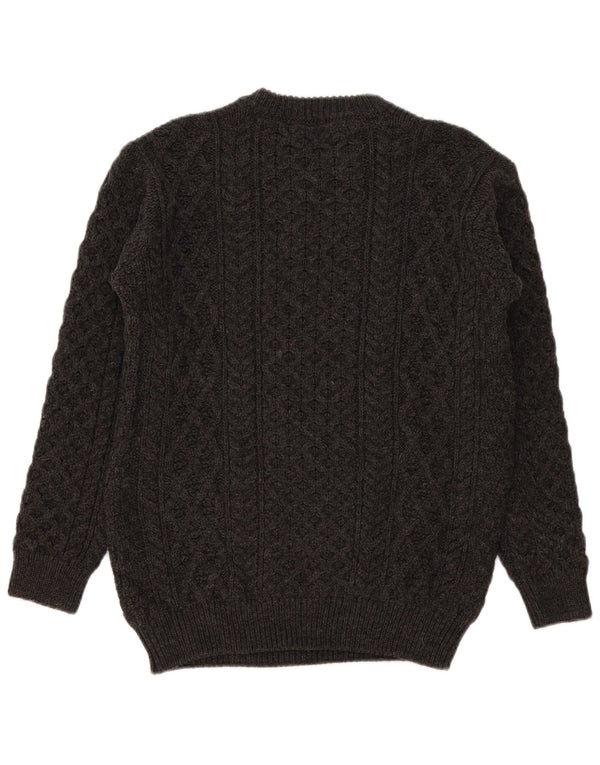 Maglione maglione girocollo da donna Irelands Eye UK 18 XL lana merino grigia