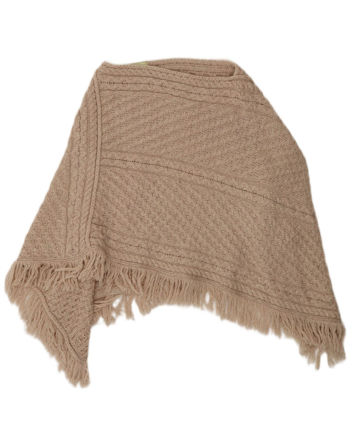 Maglione poncho da donna Aran taglia unica beige