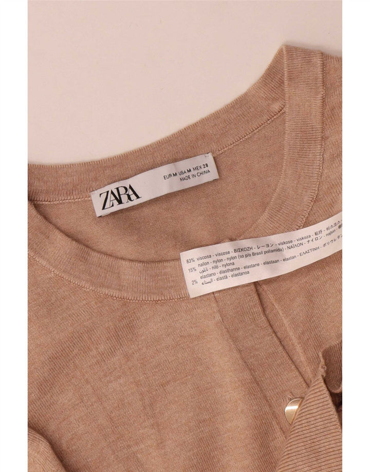 Maglione cardigan da donna Zara UK 12 Viscosa beige medio