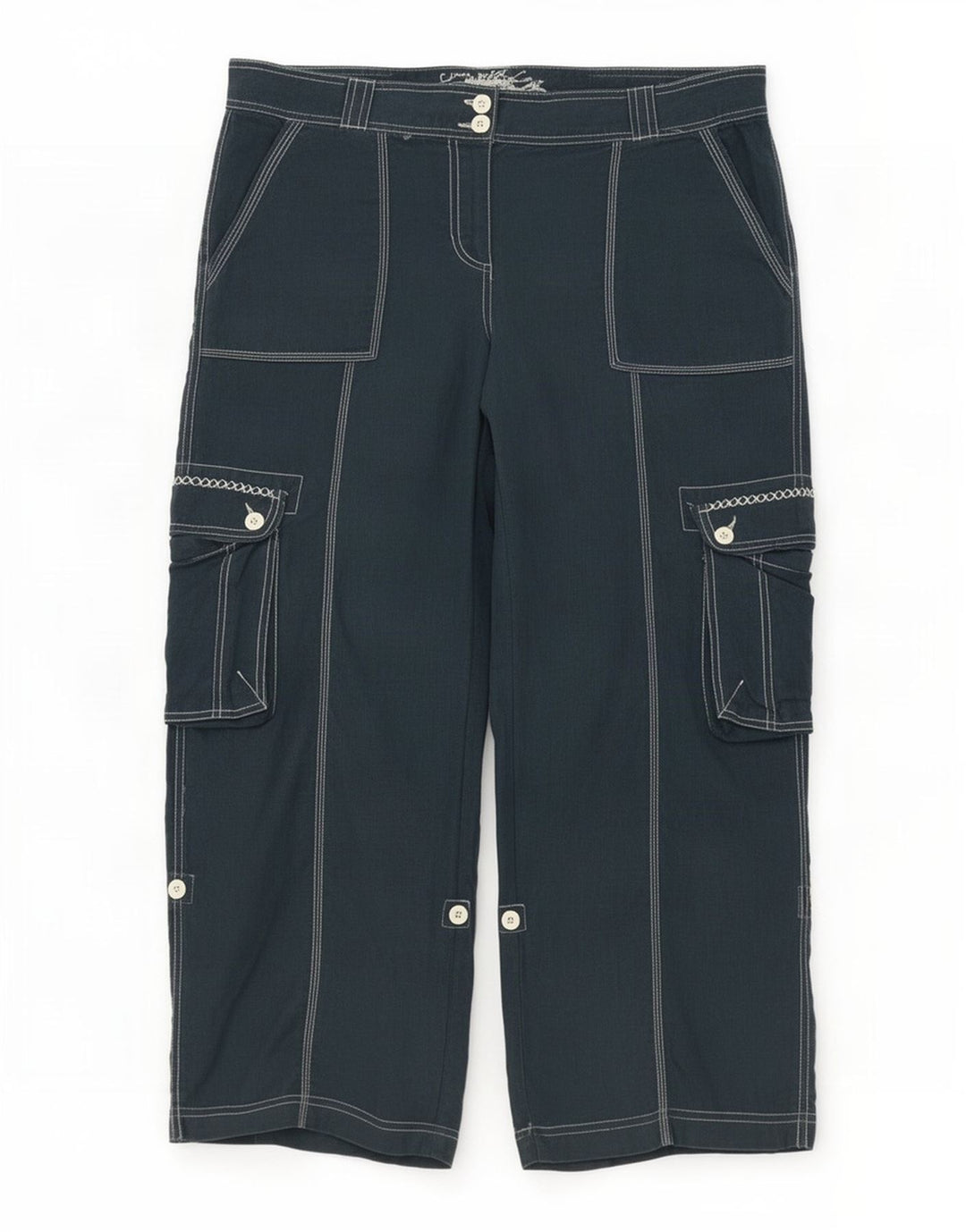 Pantaloni cargo da donna Marks & Spencer UK 16 Large W36 L28 Blu navy