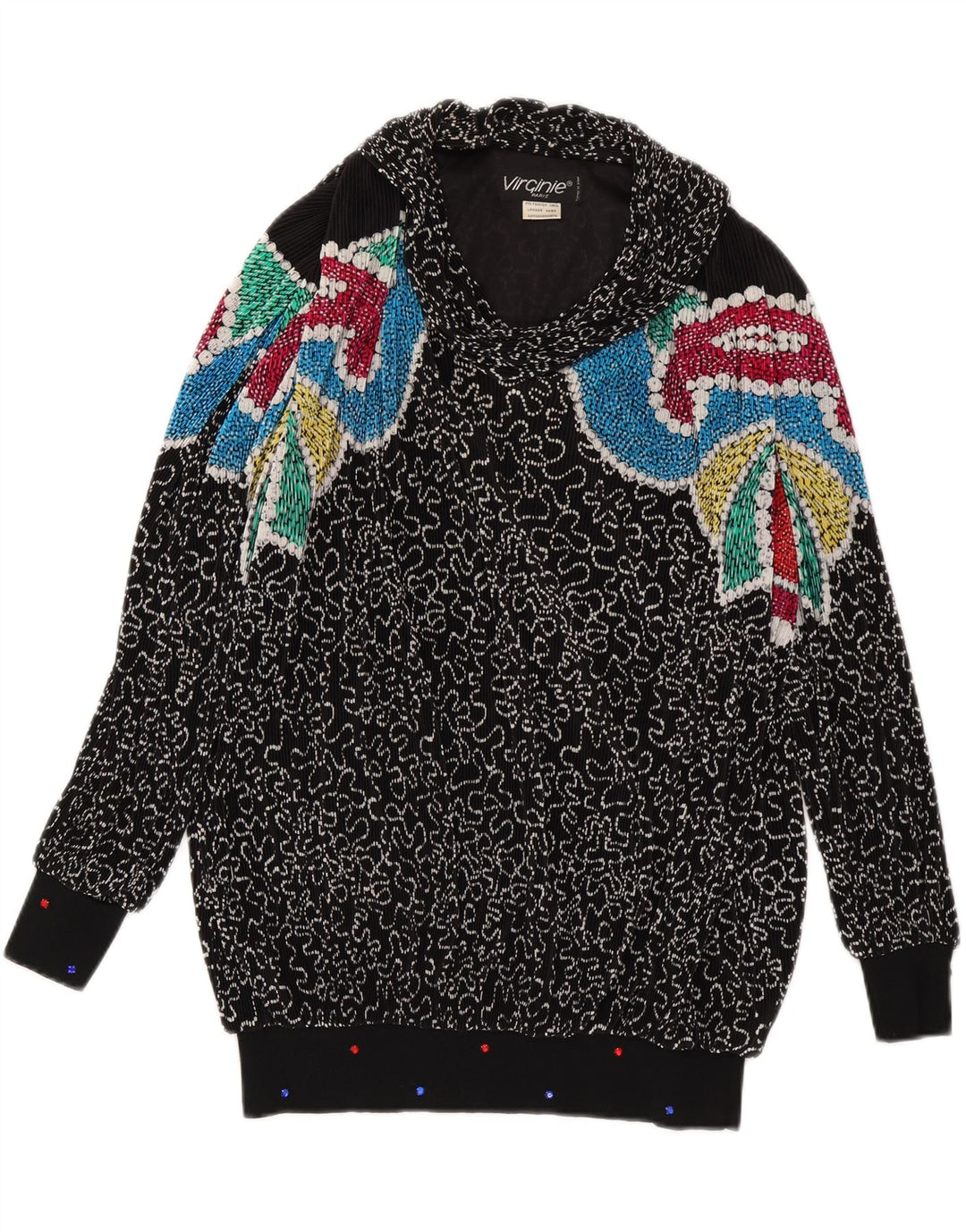 VIRGINIE Maglione oversize da donna con scollo a V UK 18 XL Nero