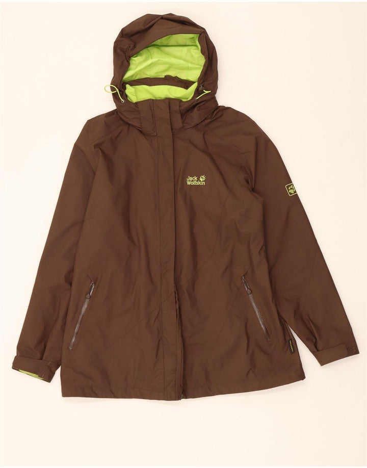 JACK WOLFSKIN Womens Hooded Windbreaker Jacket UK 16 Large Brown Polyamide Vintage Jack Wolfskin and Second-Hand Jack Wolfskin from Messina Hembry 