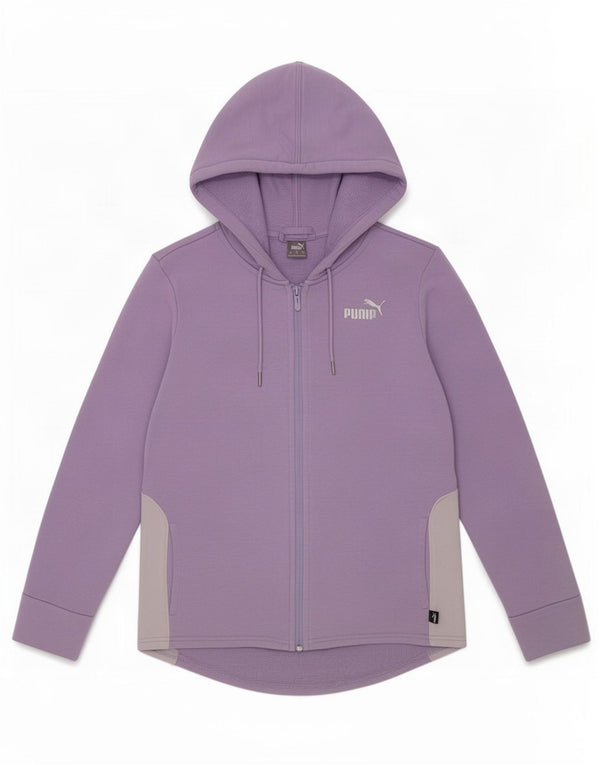 Felpa con cappuccio e zip da donna Puma UK 14 Cotone color block viola medio