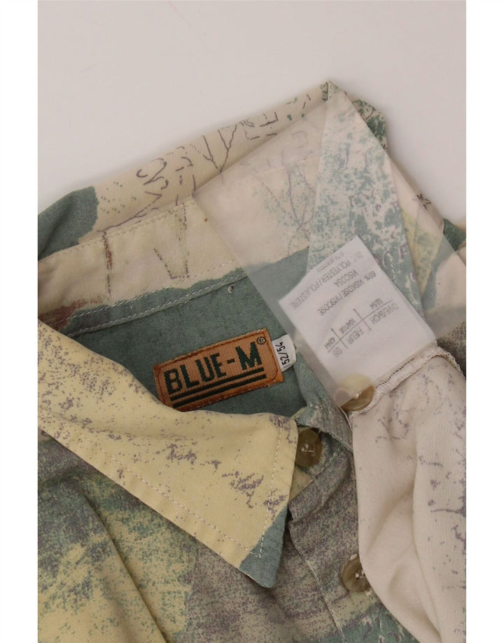 Camicia pullover vintage da uomo con motivo astratto IT 52/54 grande viscosa verde