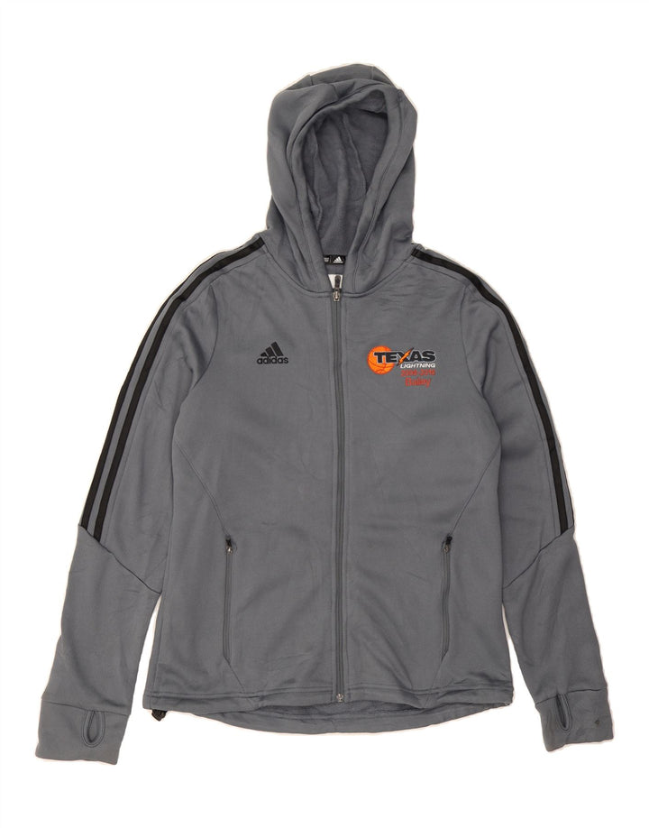 ADIDAS Mens Climawarm Graphic Zip Hoodie Sweater Medium Grey Polyester Vintage Adidas and Second-Hand Adidas from Messina Hembry 