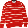 TOMMY HILFIGER Mens Crew Neck Jumper Sweater Medium Red Striped Cotton Vintage Tommy Hilfiger and Second-Hand Tommy Hilfiger from Messina Hembry 