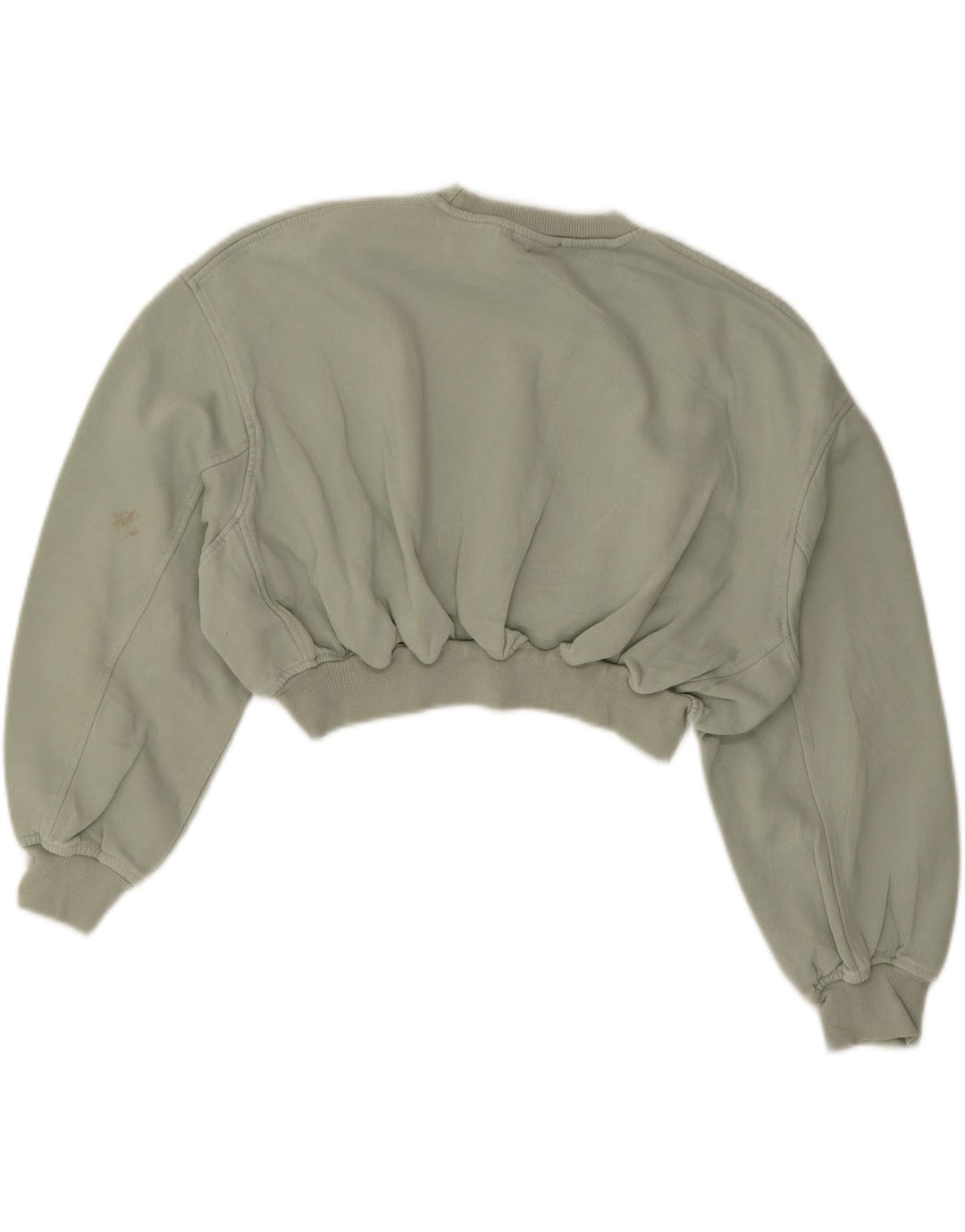 Felpa corta da donna ZARA con maniche a 3/4, taglia UK 14, cotone verde medio