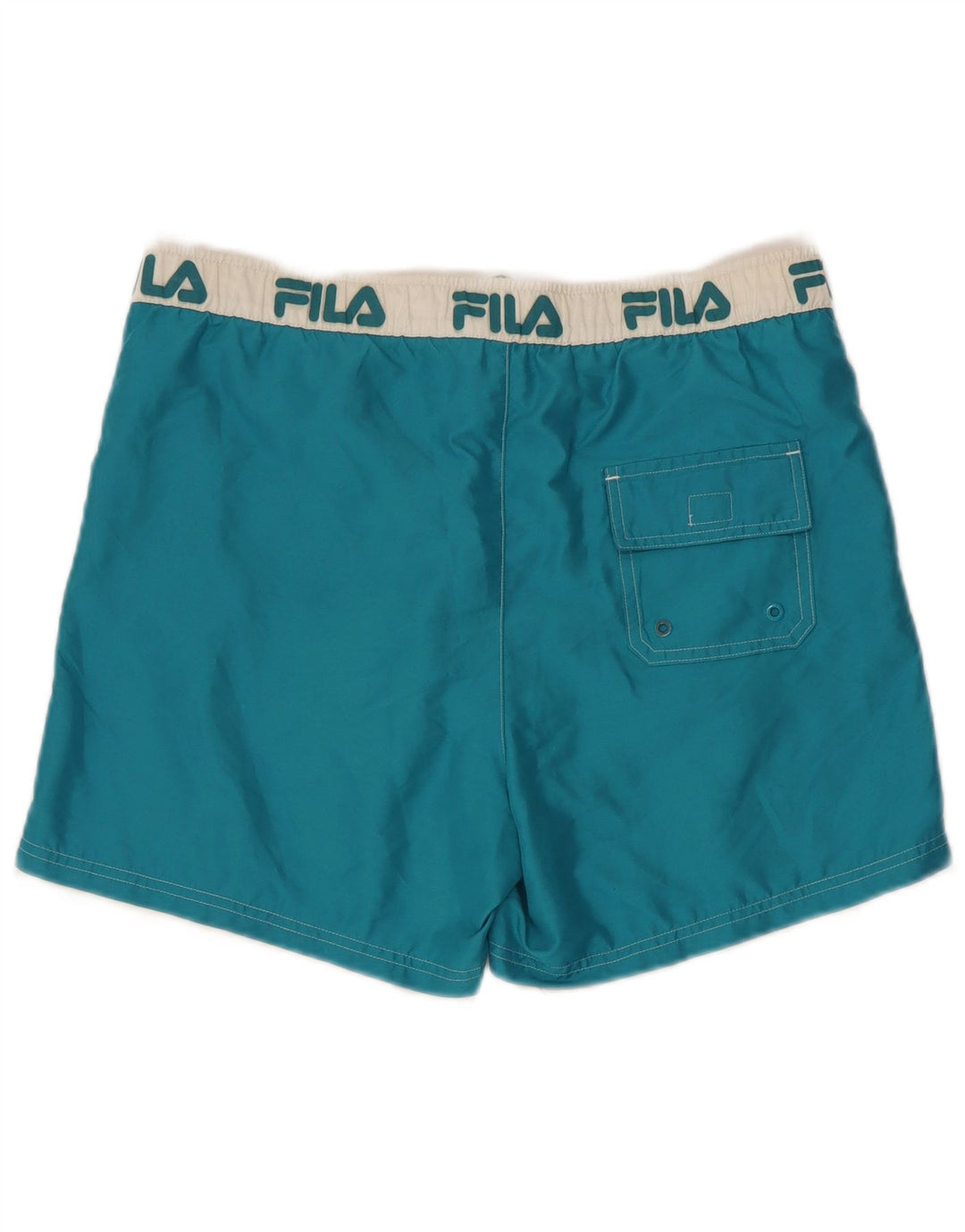 Pantaloncini da bagno grafici da uomo Fila in poliestere color block blu medio