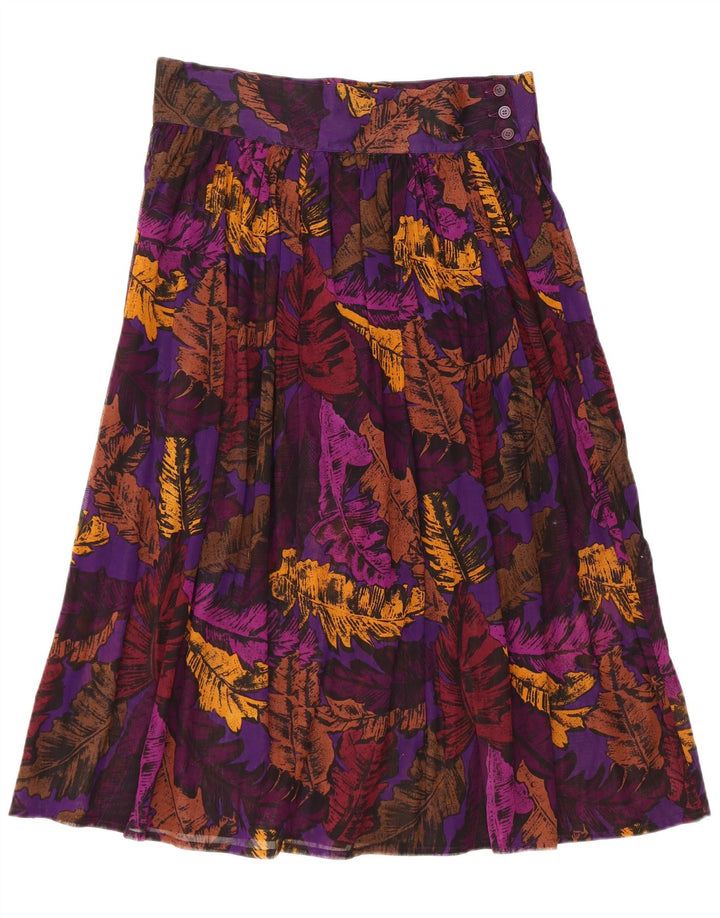 Gonna a pieghe vintage da donna US 6 media W32 floreale multicolore
