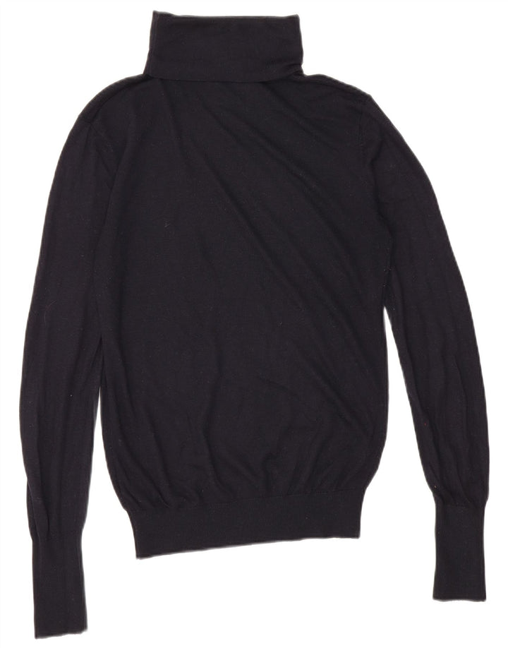 Maglione maglione a collo alto da donna Zara UK 12 Medio blu navy modal