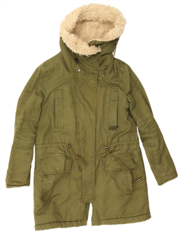 Giacca Parka con cappuccio da donna Zara UK 14 poliestere kaki medio