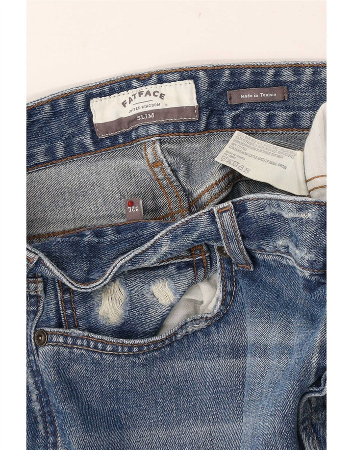 Jeans slim effetto consumato da uomo Fat Face W32 L33 cotone blu