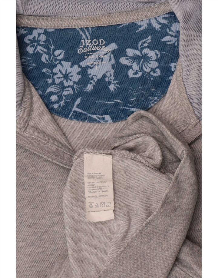 Felpa da uomo Izod con collo con zip acqua salata, maglione grande, cotone grigio