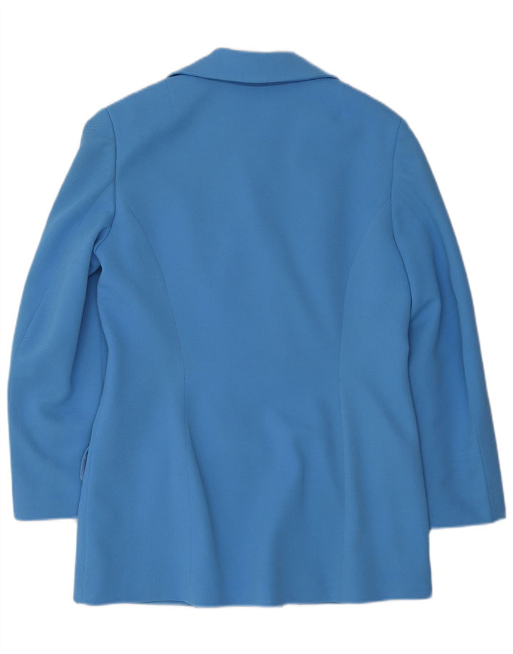 Giacca blazer doppiopetto da donna VINTAGE UK 12 blu medio