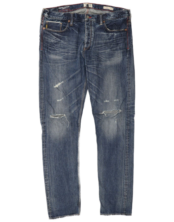 Jeans slim effetto consumato da uomo ARMANI in edizione limitata W36 L34 cotone blu