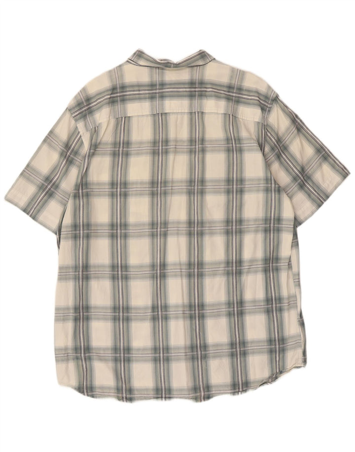 WRANGLER Mens Short Sleeve Shirt XL Off White Check Cotton