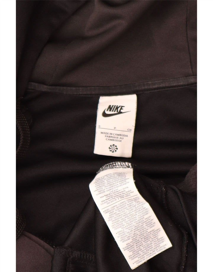 Felpa con cappuccio e zip grafica Nike da uomo, piccola, in poliestere color block nero