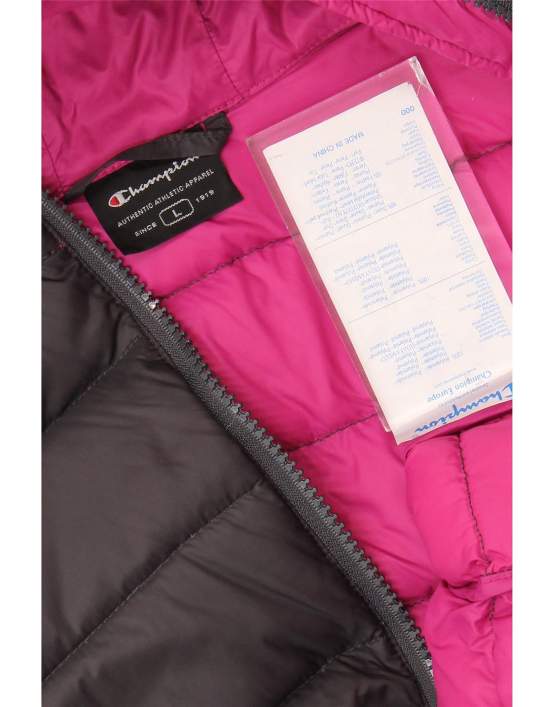 Giubbotto imbottito con cappuccio per bambina CHAMPION 13-14 anni Large Nero in poliammide