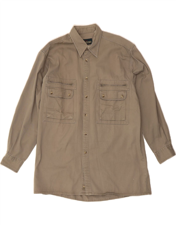 VINTAGE Mens Shirt Large Grey Vintage Vintage and Second-Hand Vintage from Messina Hembry 