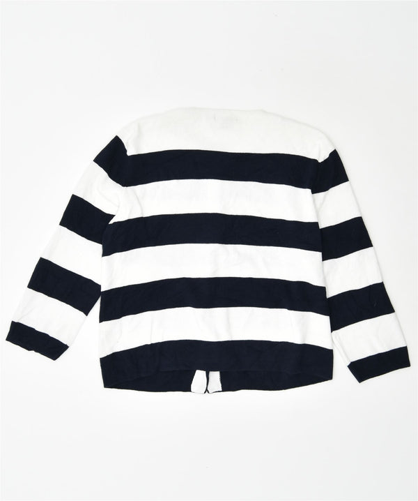 Maglione cardigan da donna CHAPS UK 18 XL cotone a righe bianche