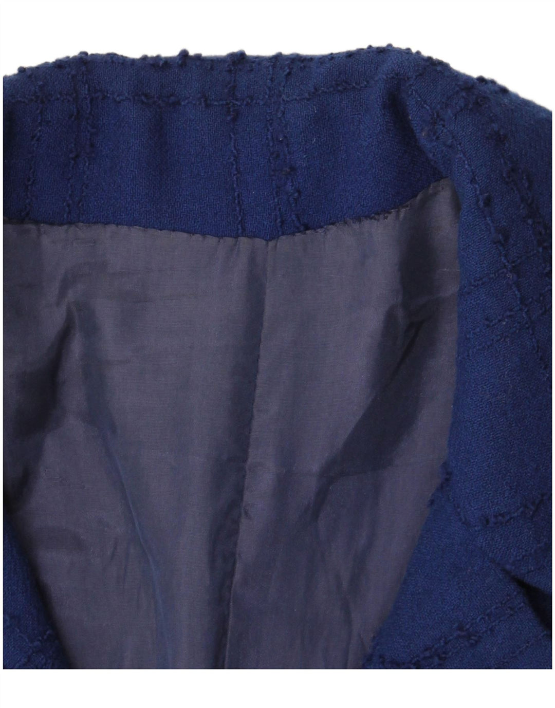 Cappotto da donna vintage UK 10 piccolo check blu navy