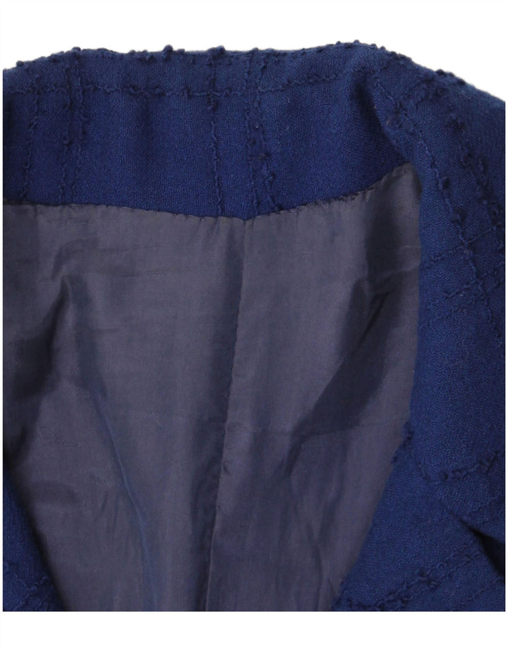 Cappotto da donna vintage UK 10 piccolo check blu navy