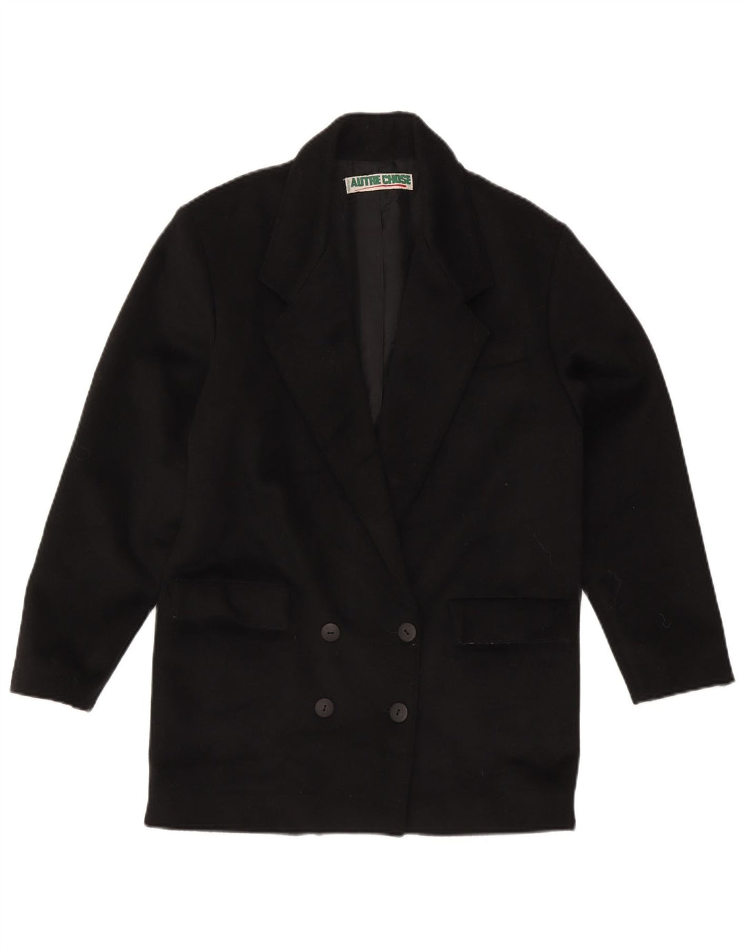 Cappotto doppiopetto vintage da donna UK 14 lana nera media